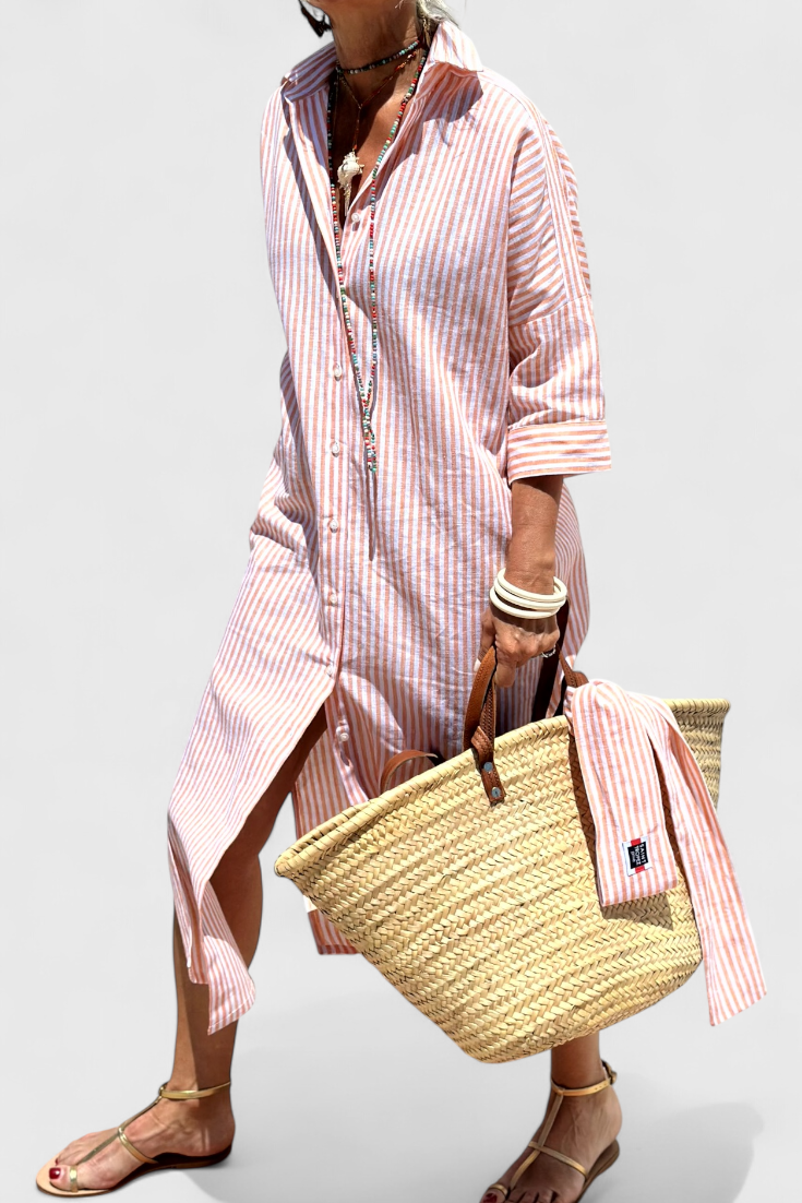 Harbor Stripe Shirt Dress | Button-Front, Coastal, Relaxed