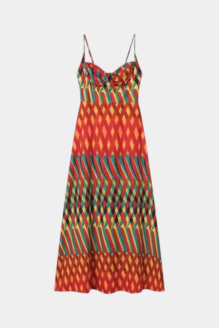 Oceana Abstract Halter Maxi Dress | Painterly Print, A-Line