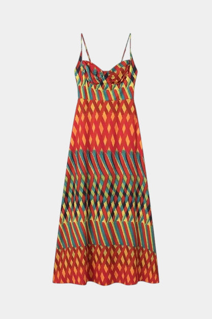 Oceana Abstract Halter Maxi Dress | Painterly Print, A-Line