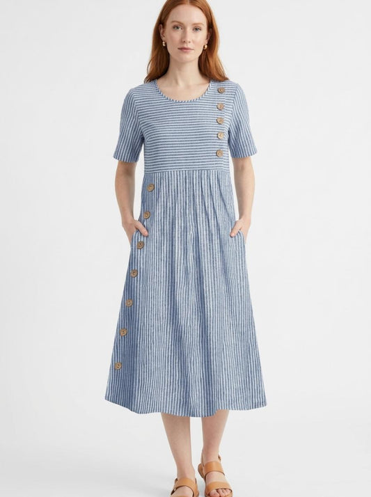 Alma Everyday Midi Dress Blue - Studio Clean