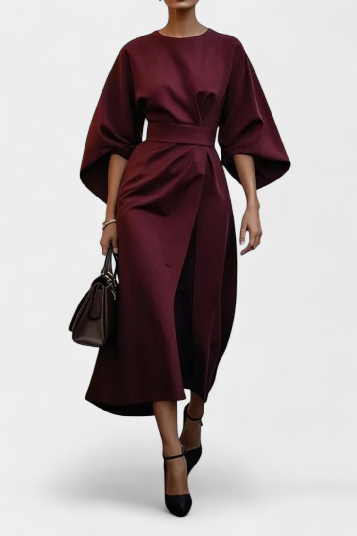 Micaela Lantern Sleeve Midi Dress | Cinched Waist, Refined