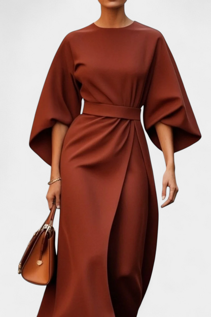 Micaela Lantern Sleeve Midi Dress | Cinched Waist, Refined