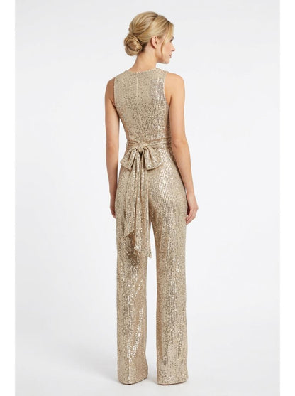 Elegant Gold Sequin Jumpsuit - Back View
